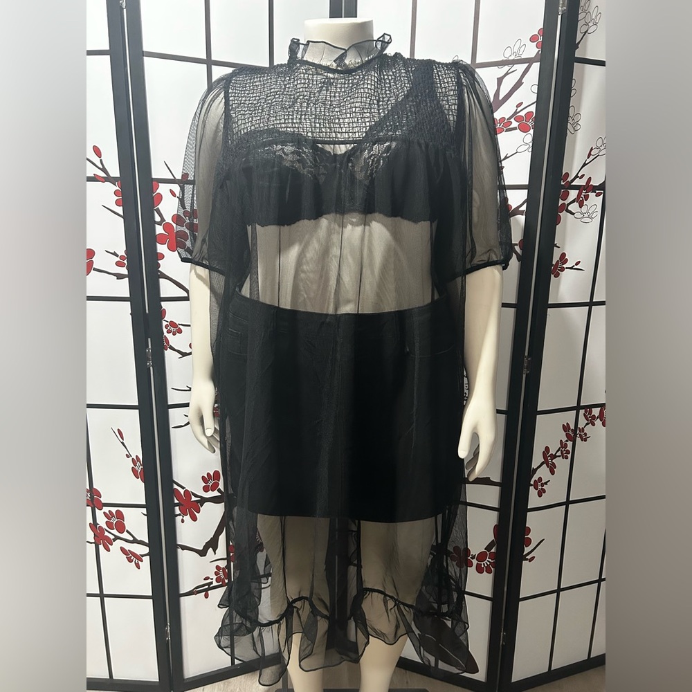 H&M Black Sheer Mesh Overlay Dress
